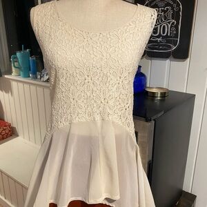 Cream Lace Peplum Top